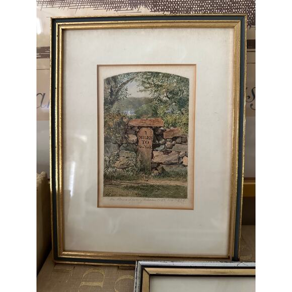 Vintage Italian Silver Framed Pictures set of 2 signed print accent wall art - Picture 8 of 16